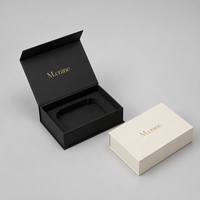Boîte cadeau en papier magnétique blanche et noire avec logo personnalisé de luxe, recyclable, pliable, rigide, avec couvercle magnétique