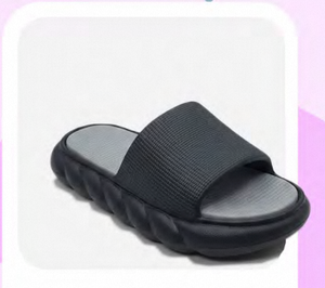 Sandales EVA pour femmes, style nuage, à bout ouvert, ultra douces, antidérapantes, pantoufles de bain, taille 29, noir uni, toutes saisons - Product Image 4