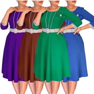 فساتين غير رسمية جديدة أنيقة أوروبية وأميركية وإفريقية ، فساتين نسائية كبيرة الحجم أنيقة ، فستان بطيات بنصف كم - Product Image 3