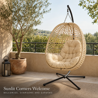 Fauteuil suspendu individuel moderne et minimaliste en acier inoxydable, type nid d'oiseau, sur pied, pour balcon, salon, patio