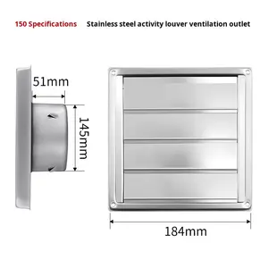 Вентиляционная решетка из нержавеющей стали 304 для наружных стен, самокрепящаяся, водонепроницаемая, дышащая, с защитой от дождя, воздуховод - Product Image 5