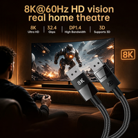   Câble 1.4 8K 60Hz 32.4Gbps pour moniteur, téléviseur, projecteur, carte graphique, synchronisation audio-vidéo, coque ABS, tressage en nylon