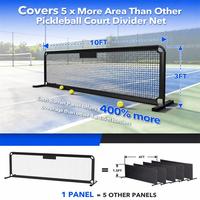 Barrière de séparation portable pour terrain de pickleball 10x3 pieds, filet en maille PE robuste, cadre en acier, faible résistance au vent
