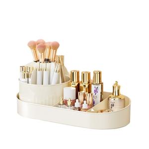 Boîte de rangement cosmétique crémeuse avec tiroirs, organiseur de maquillage en plastique pour le bureau, rangement pour soins de la peau et rouges à lèvres - Product Image 1