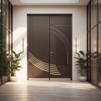 Porte d'entrée extérieure en acier moderne de luxe à double battant en aluminium pour villa