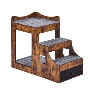 Lit superposé intérieur marron pour animaux de compagnie avec rangement et perchoir de fenêtre pour chiens/chats - Product Image 1