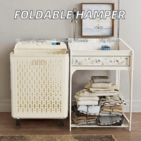 Panier à linge pliable en plastique de grande capacité avec roulettes, bac de rangement pour vêtements sales pour la salle de bain, panier pliable