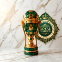 Trophée de football sur mesure en or 24 carats vert émeraude avec poignée en forme de lion couronné : Récompense de luxe personnalisée pour la Ligue des Champions