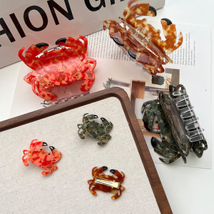 Nouvelles grandes pinces à cheveux en acétate HONEY Sea Beach, accessoires pour cheveux, grandes pinces à cheveux blanches et rouges en forme de crabes, animaux marins, requins - Product Image 2