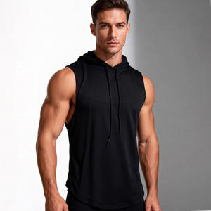 Débardeur de basketball à capuche pour homme, haute élasticité, respirant, séchage rapide, idéal pour l'entraînement et le fitness estival - Product Image 2