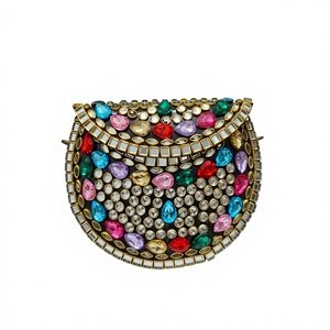 Handcrafted Metal Mosaic <b>Clutch</b> Bag Crystal Embellished Evening Purse Luxury Party <b>Wedding</b> Handbag - Product Image 2