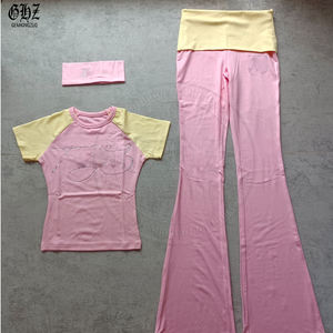 Uzun boylu kız dostu güz giyimi kadın özel pamuk sıska Raglan uzun kollu T Shirt ve kadınlar için Flare pantolon setleri üzerinde kat - Product Image 5