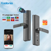 Serrure de porte intelligente électronique Kadonio avec poignée à empreinte digitale, contrôle d'accès Tuya, étanche et caméra de visiophone intégrée
