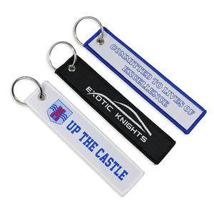 Etiqueta de coche de aviación de doble cara OEM/ODM, llavero tejido con logotipo de marca personalizado y anilla para llaves - Product Image 3