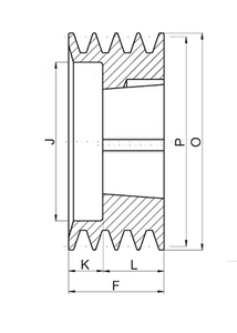 Puleggia per Cinghia Trapezoidale SPZ in Ghisa, Diametro Esterno 80 mm, 2 Scanalature, Bilanciamento Dinamico - Product Image 3