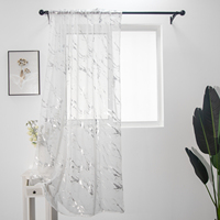 Voilage Moderne de Luxe XinLan en Marbre Argenté, Rideau Transparent Filtrant la Lumière pour Fenêtre
