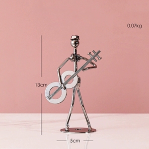 Figura Decorativa de Músico de Metal, Estatua Vintage de Hierro de un Músico con Guitarra, Saxofón o Violonchelo, Decoración para Escritorio o Mesa - Product Image 2