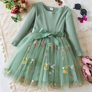 1 pezzo <span class=keywords><strong>di</strong></span> <span class=keywords><strong>Tulle</strong></span> ricamato floreale con etichetta privata primavera autunno <span class=keywords><strong>vestiti</strong></span> per neonati manica lunga vestito per bambine - Product Image 5