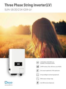 Deye SUN-18/20/21K-G04-LV Onduleur solaire pour usage domestique Système basse tension 4 MPPT Contrôle WIFI Protection IP65 - Product Image 4