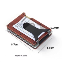 Dompet DYL Vintage untuk Pria Tempat Kartu Kredit Penjepit Uang & Tali Uang Tunai Tipis RFID Pola Kreatif Kayu Alami