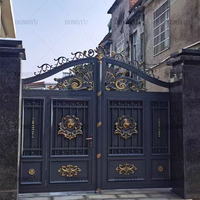 Puerta Metálica de Alta Calidad, Estilo Popular, Puerta de Aluminio para Patio Exterior, Apertura Automática, Diseño para Villas