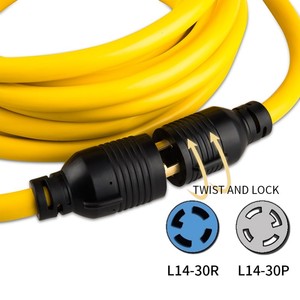 Generador de alta resistencia, Cable de alimentación de extensión de bloqueo, NEMA L14-30P/L14-30R,4 puntas, 10 calibres, SJTW - Product Image 2