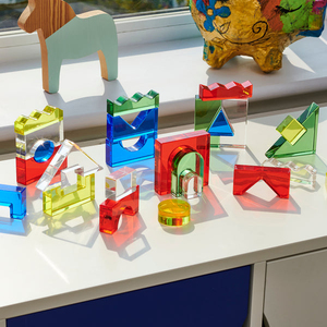 JAYI 사용자 정의 무지개 교육 장난감 아크릴 빌딩 블록 컬러 감각 장난감 Lucite 크리스탈 블록 집 스태킹 - Product Image 2