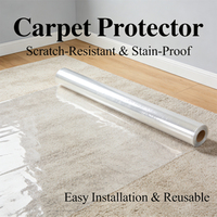 Film de protection de tapis auto-adhésif en PE souple, haute transparence, imperméable, anti-poussière, anti-rayures, pour la rénovation de la maison