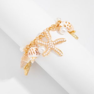 Cheville bohème pour femme avec breloques étoile de mer et coquillage, perles d'imitation, style vintage, <span class=keywords><strong>bijoux</strong></span> de plage d'été, accessoires, cadeaux - Product Image 6