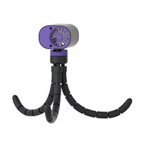 Ventilateur portable Octopus 18000RPM 199 vitesses 1800mAh avec base de refroidissement 360° °   Trépied flexible rotatif Type-C pour poussette de bébé, voyage, extérieur