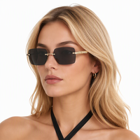 Lunettes de soleil sans monture personnalisées STY5003D, style Y2K punk, rectangulaires, pour femmes et hommes, verres dégradés UV400, vente en gros