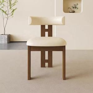 Modern Nordic High-End <strong>Dining</strong> <strong>Chairs</strong> with Solid Wood Backrest Leather Upholstered Elegant Design for Home Furniture - Product Image 5