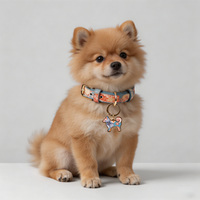 Collier pour chien en cuir PU à motif floral imprimé, boucle en métal réglable, anneau en D, collier à motif floral pour chiens de petite, moyenne et grande taille