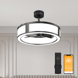 Black Frame <b>Ceiling</b> <b>Fan</b> with Light Dimmable LED 6 wind speeds <b>Fan</b> with 6 Speeds <b>Remote</b> App <b>Control</b> for Bedroom - Product Image 1