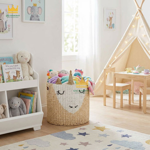 KING HANDICRAFT Cartoon Unicorn Rattan <b>Storage</b> <b>Basket</b> Round <b>Toy</b> Organizer for Kids Bedroom Plant Fiber Handwoven Decorative Bin - Product Image 5