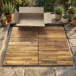 Modern High Quality 300 X 300 mm Square ACACIA Wood Smooth Interlocking Waterproof Outdoor Deck Tiles Easy Click - Product Image 6