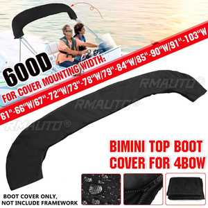 Housse de protection pour bimini 600D 4 BOW sans cadre, imperméable, anti-UV, anti-poussière, accessoires de bateau, noir/bleu - Product Image 1