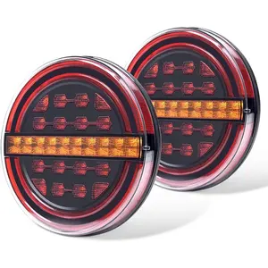 LLevo 36 Led Trailer Truck Taillight with Brake Light/DRL/Flow Turn Signal 5.3 Inch Round Trailer Tail Lights