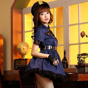 Costume da <span class=keywords><strong>Poliziotta</strong></span> Blu per Halloween, Uniforme per Feste in Maschera, Abito con Balze per Spettacoli, Vendita all'Ingrosso - Product Image 5