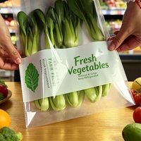 Sacs en plastique transparents personnalisés avec fermeture autocollante, sacs d'emballage pour légumes, sacs en plastique transparents respirants avec trous et fermeture autocollante