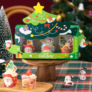 Caja Transparente para Cupcakes con <span class=keywords><strong>3</strong></span> Orificios, Caja para Cupcakes Navideña y Cajas de Embalaje para Cupcakes - Product Image 3