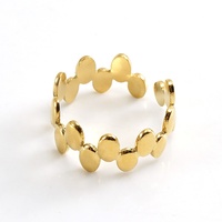 Bague ajustable en acier inoxydable pour femmes, tendance géométrique rétro, plaquée or 18 carats, pour un usage quotidien, vente chaude