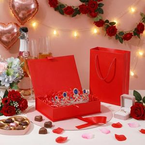 Spot Wholesale High-end Red Fashionable Pearl Necklace Set <b>Box</b> square <b>Box</b> Earrings <b>Ring</b> Mother's Day <b>Gift</b> Packaging <b>Box</b> - Product Image 3