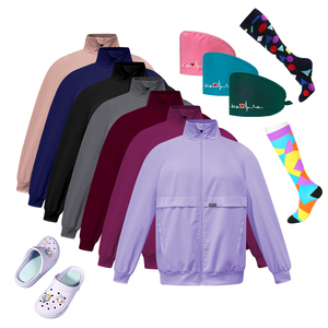 2024เสื้อแจ็กเก็ตผ้ายืดแขนยาวสีชมพูสดใสสำหรับทั้งหญิงและชายเสื้อสครับพยาบาลชุดยูนิฟอร์มโรงพยาบาล - Product Image 1