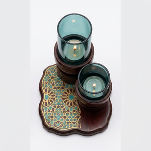 Wood Candle Holder Candle Jar Decorative Candle Tray Retro Desktop Lamp <b>Stand</b> Home Decor High Quality <b>Tea</b> Light Holder A.B Metal - Product Image 1