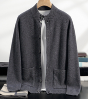 Hochwertiger Großhandel Maßgefertigter Warmer Kaschmir-Cardigan Klassischer Knopf-Kaschmirpullover für Herren