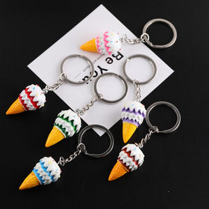 Porte-clés en résine en forme de cornet de crème glacée, artisanat fait main, pendentif, ornement, accessoire pour cadeaux DIY, décoration, printemps 2025, origine Yiwu - Product Image 1