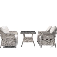 Ensemble de 4 pièces de table et chaises de jardin en rotin KUGU KAPADOKYA MINI moderne, fabriqué en Turquie, avec structure en aluminium, non pliable, pour hôtel et extérieur