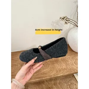 Titing litting Golden Bean รองเท้า fleece, รุ่นลิมิเต็ดอิดิชั่นรองเท้า Mary Jane สำหรับผู้หญิงเพิ่มความสูงซับในฤดูใบไม้ร่วง - Product Image 5