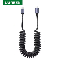 Kabel USB PD Pengisian Cepat Retractable Model Pegas Mobil MFi, Berbahan Nilon Kepang TPE 1.5m untuk iPhone 16/15/14